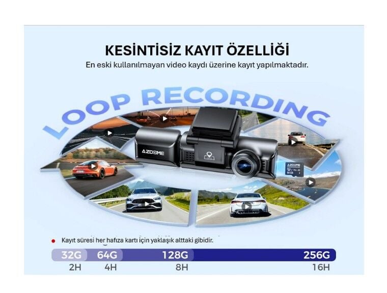 AZDOME M550 Pro 3 KAMERALI 4K ARAÇ KAMERASI