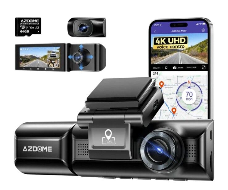 AZDOME M550 Pro 3 KAMERALI 4K ARAÇ KAMERASI