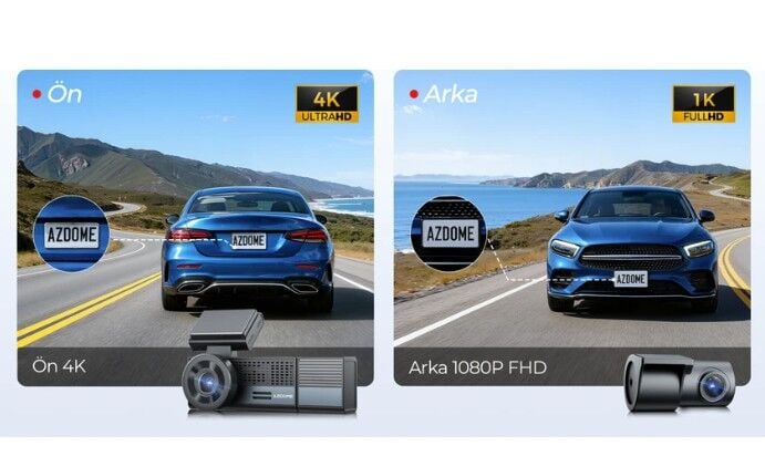 AZDOME M500 3 KAMERALI 4K ARAÇ KAMERASI