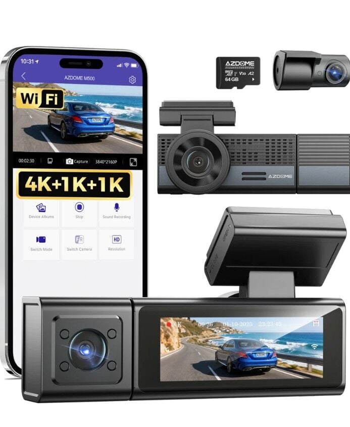 AZDOME M500 3 KAMERALI 4K ARAÇ KAMERASI