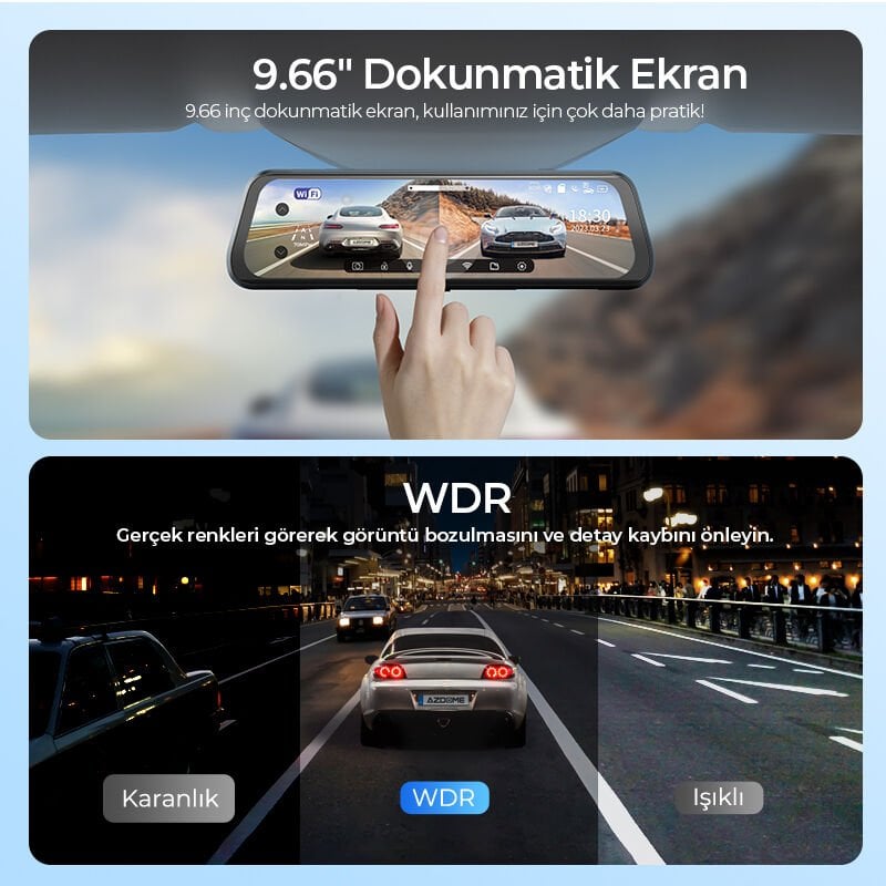 AZDOME AR09 9.6’’ DOKUNMATİK EKRANLI ARAÇ KAMERASI