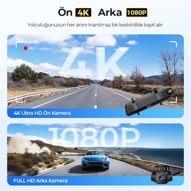 AZDOME AR09 9.6’’ DOKUNMATİK EKRANLI ARAÇ KAMERASI