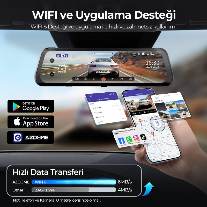 AZDOME AR09 9.6’’ DOKUNMATİK EKRANLI ARAÇ KAMERASI