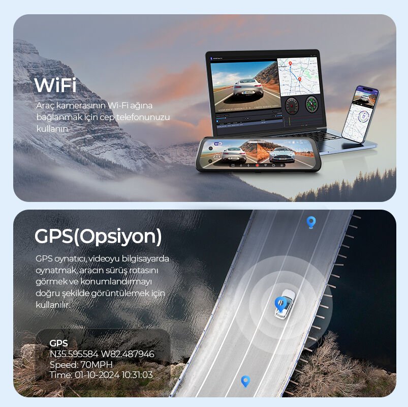 AZDOME AR09 9.6’’ DOKUNMATİK EKRANLI ARAÇ KAMERASI