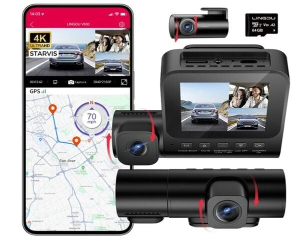 LINGDU V630 3 KAMERALI 4K ARAÇ KAMERASI