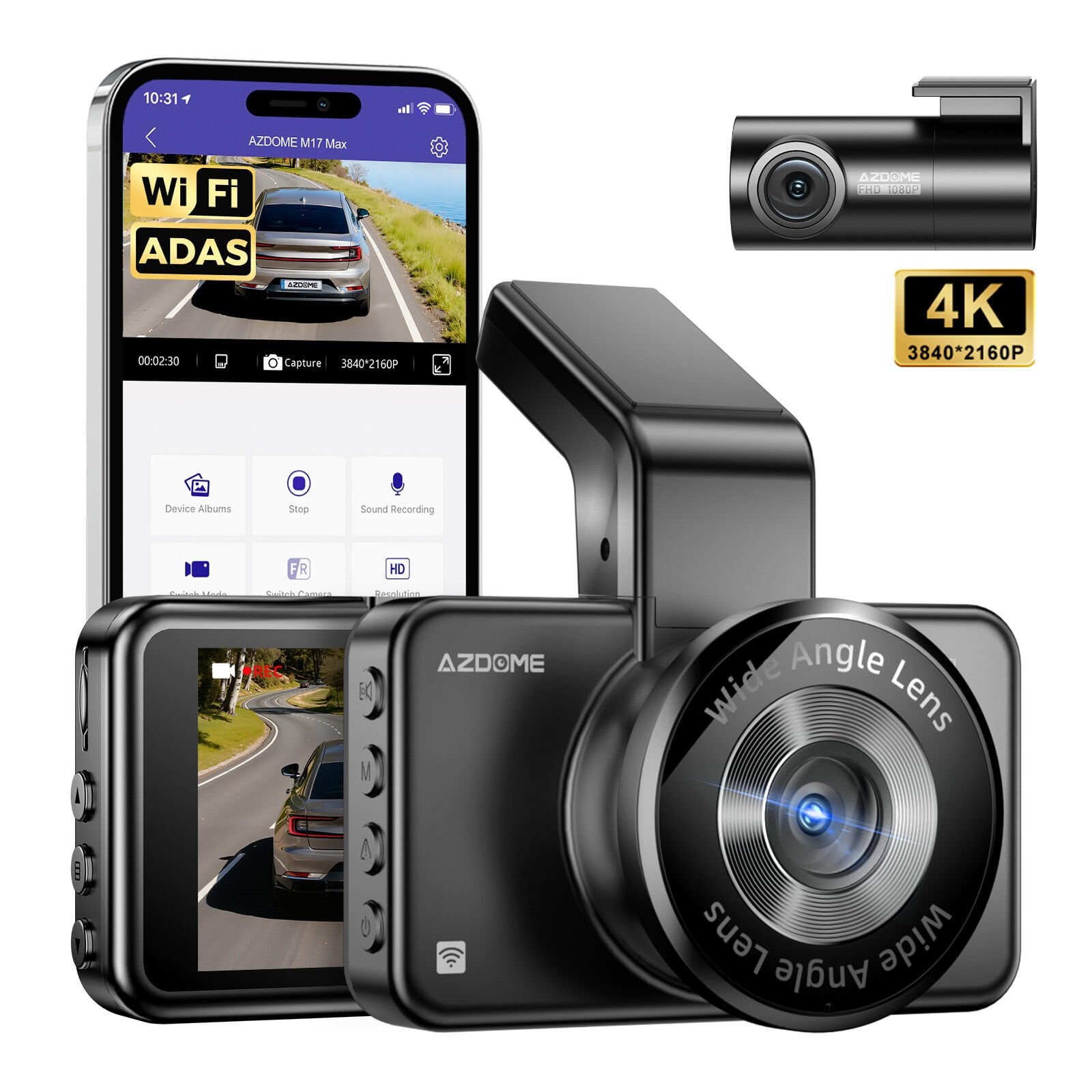 AZDOME M17 MAX 4K 2 KAMERALI ADAS ARAÇ KAMERASI