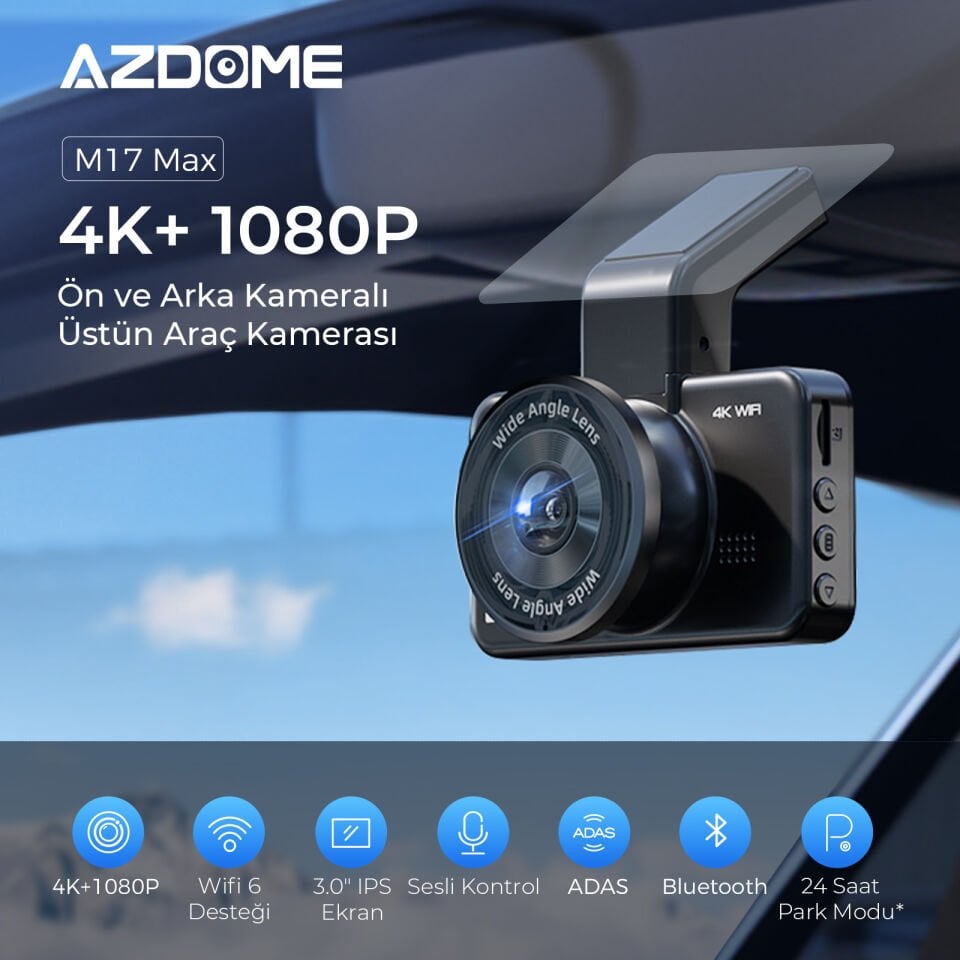 AZDOME M17 MAX 4K 2 KAMERALI ADAS ARAÇ KAMERASI