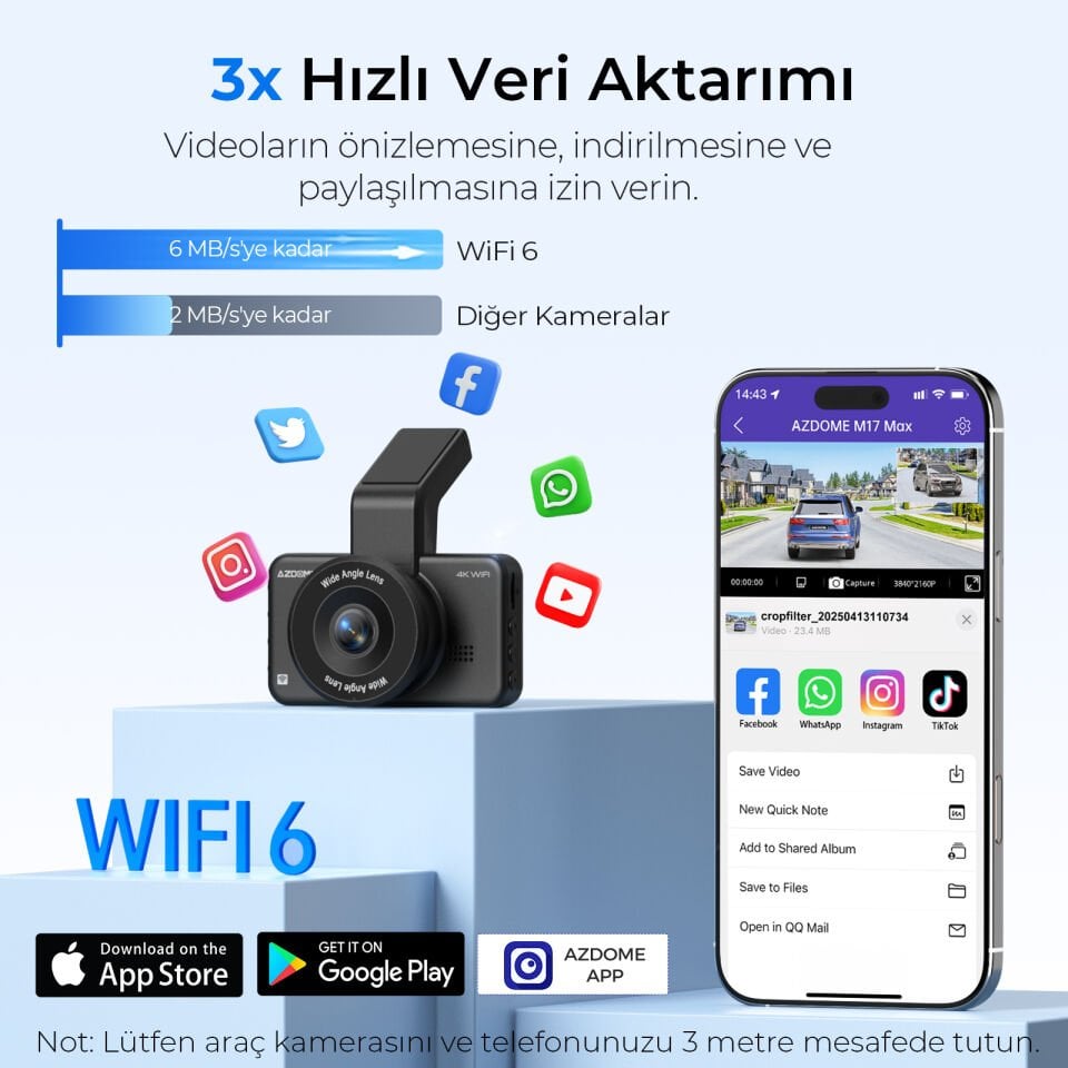 AZDOME M17 MAX 4K 2 KAMERALI ADAS ARAÇ KAMERASI