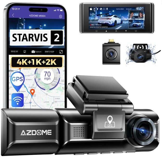 AZDOME M550H 3 KAMERALI 4K+2K+1K  ÖN ARKA STARVIS 2 ARAÇ KAMERASI
