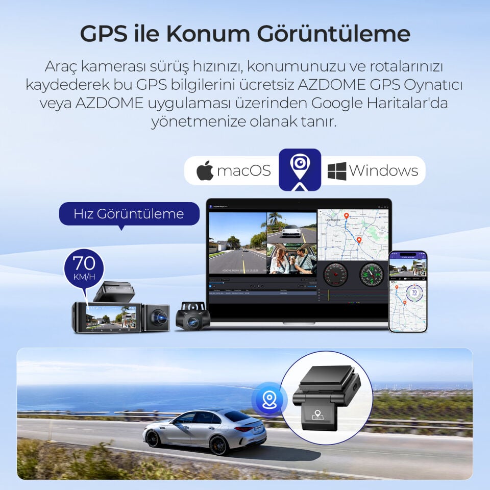 AZDOME M550H 3 KAMERALI 4K+2K+1K  ÖN ARKA STARVIS 2 ARAÇ KAMERASI
